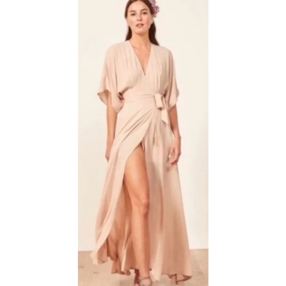 Reformation Winslow Blush Wrap Front Maxi Dress